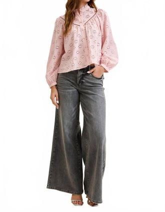 Judy Blue Mid Rise Palazzo Split Back Yoke Jeans In Washed Grey