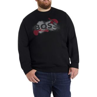 BOSS Big & Tall Crewneck Sweatshirt in Black at Nordstrom, Size 2X Big