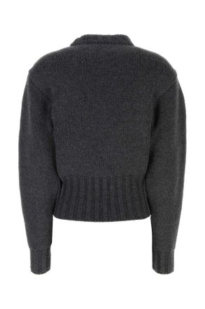Alexander McQueen Womens Melange Dark Grey Stretch Wool Blend Sweater Greymelange Maglieria