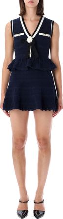 Self Portrait Peplum Knit Mini Dress