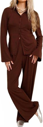 Elan Espresso Wide Leg Pants In Brown
