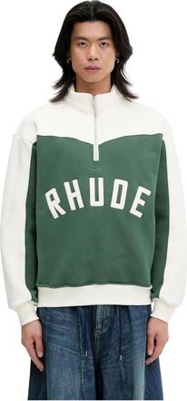 Rhude Monaco Quarter-Zip Sweatshirt - Heren - Sweatshirts - Groen - L - Katoen - Hoodies & sweatvesten