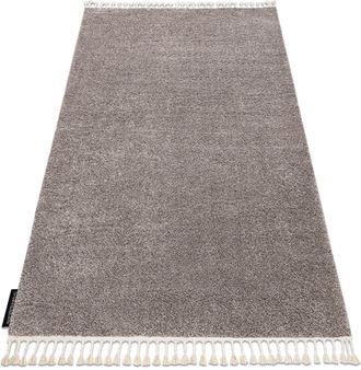 RugsX Rugsx - Alfombra Berber 9000 Marr&oacute;n Franjas Bereber Marroqu&iacute; Shaggy Brown 140x190 Cm
