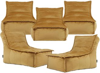 Icon Brand Dolce Large Beanbag Lounger, Velvet (5-Pack) in Yellow