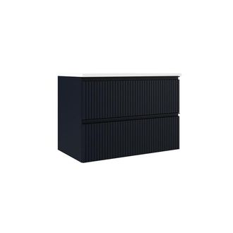 Saniclass Prime Blend Wastafelonderkast - 80x55x45.9cm - 2 lades - geintegreerde greep - MDF - mat marine blauw