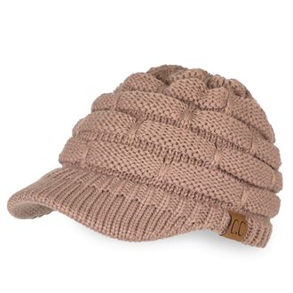 C.C Hatsandscarf Exclusives Womens Ribbed Knit Hat with Brim (YJ-131)(YJ-2023), A Taupe, One Size