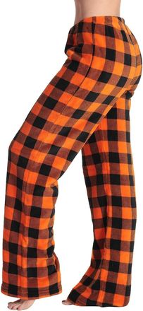 Generic Womens Plaid Fleece Pajama Pants, Wide Leg Lounge Bottoms with Elastic Waist, Soft Flannel Sleepwear for Autumn & Winter, Cosy Check Pyjama Trousers