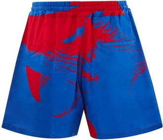 Bottega Veneta Mens Printed Swim Shorts Redblue - Sky Blue Silk - Size EU 46 (Mens)