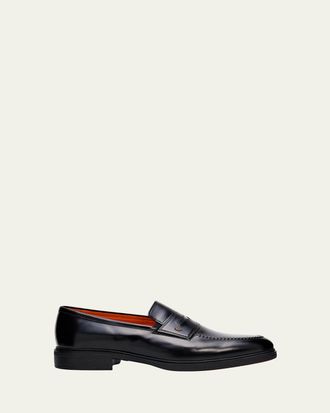 Santoni Mens Easy Leather Penny Loafers