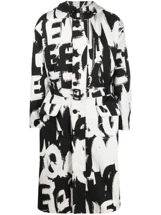 Alexander McQueen all-over logo print parka - Black