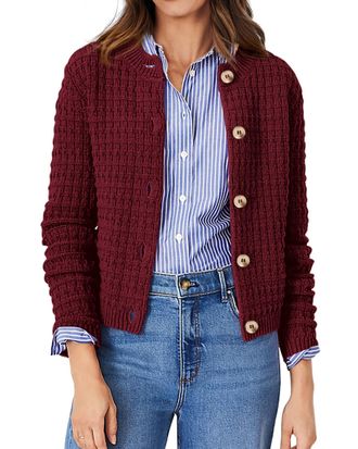 PrettyGarden Pretty Garden Womens Knit Cardigan Long Sleeve Open Front Button Down Jacket, Wine Red, L