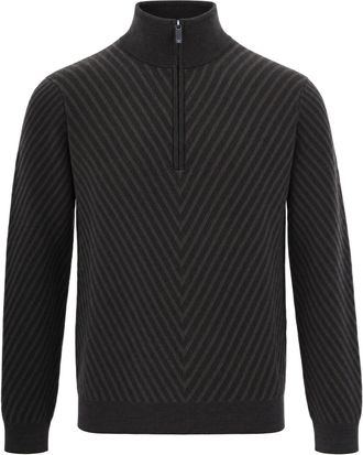Emporio Armani Fancy Fine Knit Partial Zip Sweater