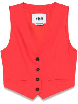 Msgm slub-texture waistcoat - women - Elastane/Viscose/Polyester/Polyester - 44 - Red