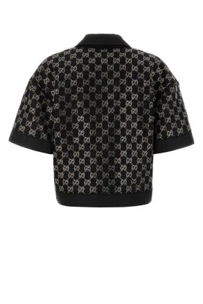 Gucci Womens Black Boucle Polo Shirt Blackblackblack Viscose Mix