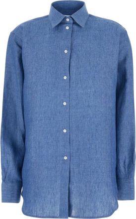 R&oacute;he Klassiek Overhemd met Kraag - Dames - Overhemden - Blauw - XS - Linnen - Overhemden