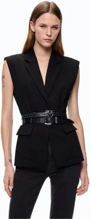 Pinko Tailored Gilet - Dames - Gillet - Zwart - S - Leer - Kostuums