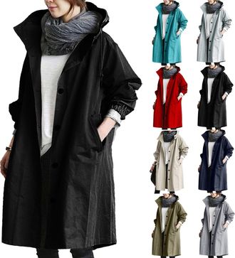 Generic Your Orders Lightning Deals Cheap Items Womens Coats Plus Size Loose Comfy Hooded Coat Outwear Elegant Windbreaker Fall Winter Jackets Longline Drawst