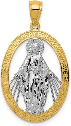 Diamond2Deal 14k Yellow Gold Rhodium Polished Miraculous Medal Pendant