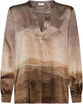 Pierre-Louis Mascia Adastrgum Lange mouwen blouse - Dames - Blouses - Beige - M - Leer - Overhemden
