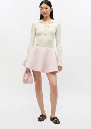 Ganni Pink Peacoat Wool Circle Skirt - Size 10/12