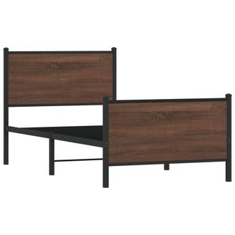 Berkfield Home Metal Bed Frame without Mattress Brown Oak 100x190 cm