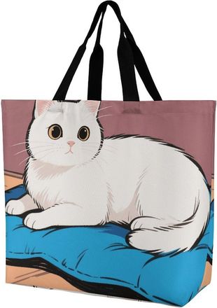 Generic White Cat Carry Bag Lightweight Handbag Durable Shoulder Bags For Ladies Work College