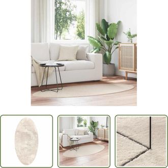 vidaXL Tappeti per soggiorno - Tappeti per area Ovale HUARTE Beige 100 x 200 cm
