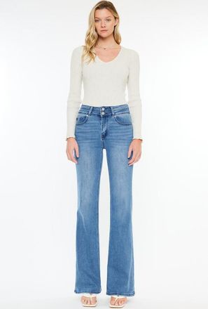 Kancan Onyx Essentials Ultra High Rise Wide Flare Jeans in Medium Wash at Nordstrom, Size 24