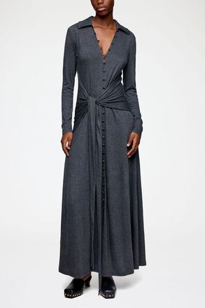 Ganni Mixed Long Dress in Grey Jersey - Size 36 Modal