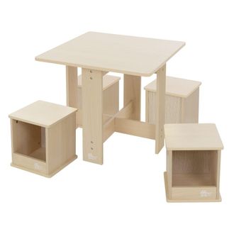 ECD Germany Conjunto de mesa y 4 taburetes infantiles de madera