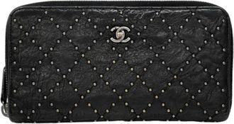 Chanel Pre-owned Leather Wallet - Dames - Vintage Accessoires - Zwart - ONE Size - Leer - Vintage