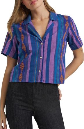 Wrangler x Lainey Wilson Crop Cotton Jacquard Camp Shirt in Pink at Nordstrom, Size X-Small