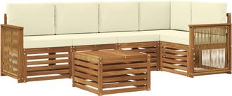 vidaXL Conjunto De Sof&aacute;s De Exterior 6 Uds. Natural Y Crema Vidaxl
