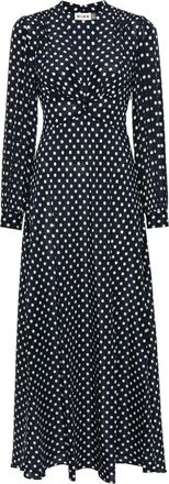 Rixo Maxi Dresses, female, Blue, S, Navy Blue Polka Dot Silk Dress