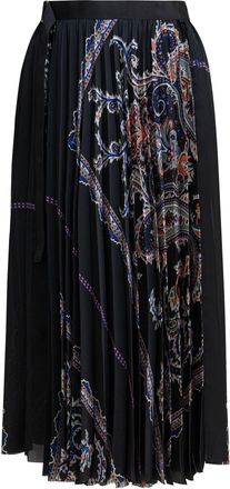 sacai Pleated Skirt With Paisley Print Gonne Nero-Donna