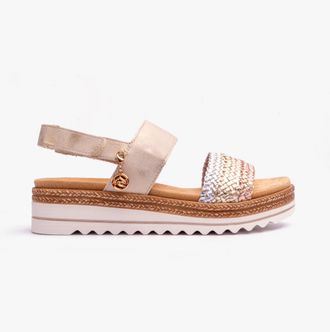 Remonte Jocelyn3 Womens Sandals Gold Leather - Size UK 6.5