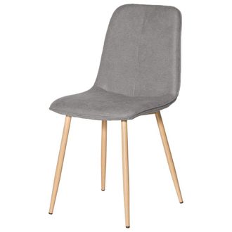 Koketto Home Silla tapizada gris claro con patas con efecto madera met&aacute;lica