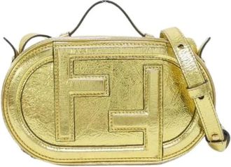 Fendi Pre-owned Mini Bags, female, Yellow, Size: ONE SIZE Pre-owned Metallic Leather Shoulder Bag