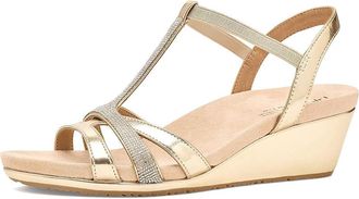 Life Stride Mimosa Strappy Sandals Womens Wedge Shoes Gold : 8.5 W (C), Faux Leather
