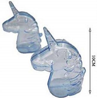 Trade Shop Trade Shop - 12pz Bomboniera Bomboniere Scatolina Unicorno Azzurro Trasparente Plastica Portaconfetti