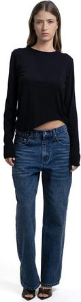 Mother of All Moa Mid Waist Wide Leg Denim in Dark Denim at Nordstrom, Size X-Large