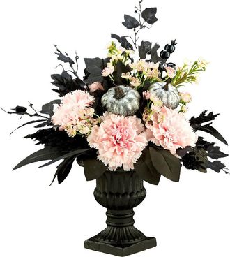National Tree Company 17In Pretty Morbid Pink Carnation Halloween Centerpiece