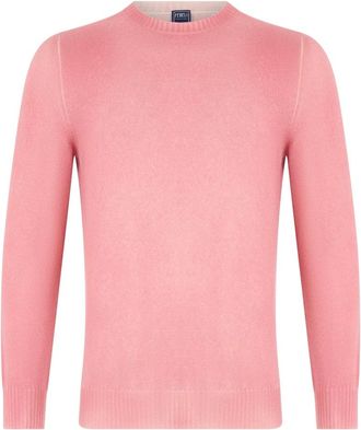 Fedeli Zachte Trui met Lange Mouwen - Heren - Cashmere truien - Roze - M - Truien & Vesten