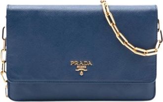 Prada Pre-owned Cross Body Bags, female, Blue, Size: ONE SIZE Pre-owned Wallet on Chain
