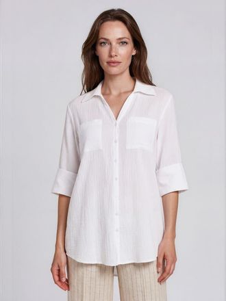 Masai Mairara Button-Front Long Shirt in White at Nordstrom, Size Xx-Large