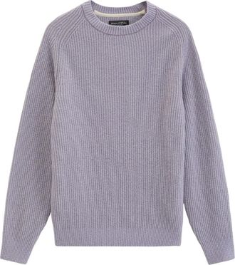 Marc O'Polo Gebreide Pullover - Dames - Ronde hals truien - Paars - L - Katoen - Truien & Vesten