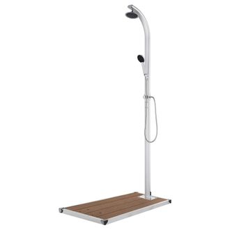 vidaXL Ducha De Jard&iacute;n Con Base Marr&oacute;n 220 Cm Aluminio Vidaxl