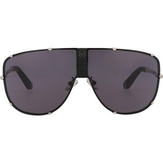 Philipp Plein 69mm Shield Sunglasses in Palladium Palladium Smoke at Nordstrom Rack