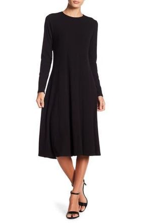 Go Couture Long Sleeve A-Line Dress in Black Ribbed at Nordstrom Rack, Size Medium