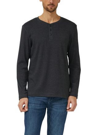 s.Oliver Langarmshirt S.OLIVER, Herren, Gr. XXL, grau, schwarz, Web, Obermaterial: 48% Baumwolle, 47% Polyester, 5% Elasthan, unifarben, regular fit normal, Ru